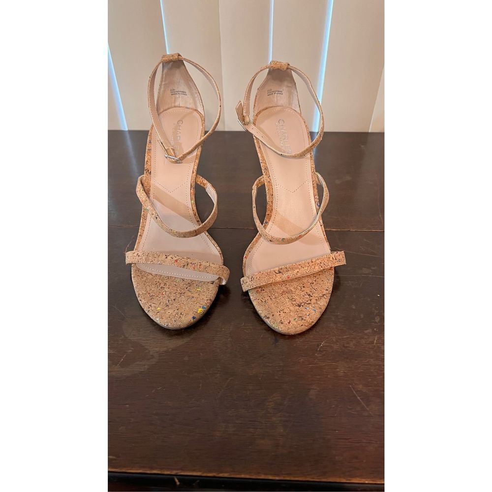 CHARLES BY CHARLES DAVID CORK STRAPPY HEELS WOMENS SIZE 9.5